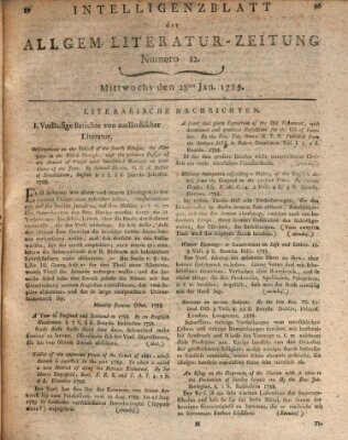 Allgemeine Literatur-Zeitung (Literarisches Zentralblatt für Deutschland) Mittwoch 28. Januar 1789