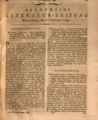 Allgemeine Literatur-Zeitung (Literarisches Zentralblatt für Deutschland) Donnerstag 5. Februar 1789