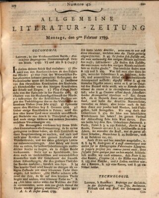 Allgemeine Literatur-Zeitung (Literarisches Zentralblatt für Deutschland) Montag 9. Februar 1789