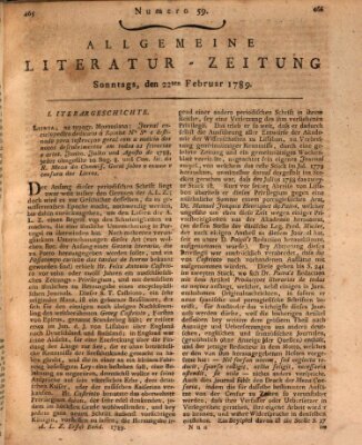 Allgemeine Literatur-Zeitung (Literarisches Zentralblatt für Deutschland) Sonntag 22. Februar 1789