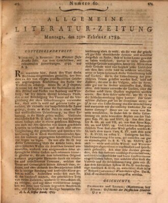 Allgemeine Literatur-Zeitung (Literarisches Zentralblatt für Deutschland) Montag 23. Februar 1789