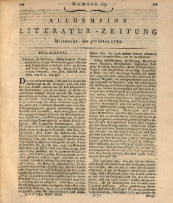 Allgemeine Literatur-Zeitung (Literarisches Zentralblatt für Deutschland) Mittwoch 4. März 1789