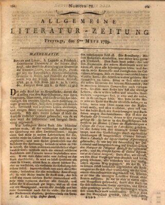 Allgemeine Literatur-Zeitung (Literarisches Zentralblatt für Deutschland) Freitag 6. März 1789