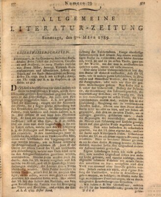 Allgemeine Literatur-Zeitung (Literarisches Zentralblatt für Deutschland) Sonntag 8. März 1789