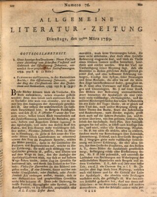 Allgemeine Literatur-Zeitung (Literarisches Zentralblatt für Deutschland) Dienstag 10. März 1789