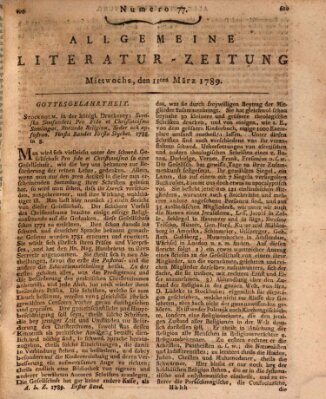 Allgemeine Literatur-Zeitung (Literarisches Zentralblatt für Deutschland) Mittwoch 11. März 1789