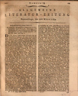 Allgemeine Literatur-Zeitung (Literarisches Zentralblatt für Deutschland) Donnerstag 12. März 1789