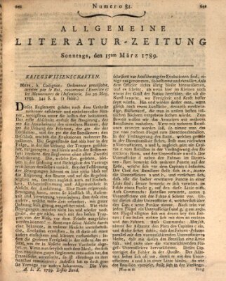 Allgemeine Literatur-Zeitung (Literarisches Zentralblatt für Deutschland) Sonntag 15. März 1789