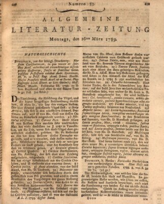 Allgemeine Literatur-Zeitung (Literarisches Zentralblatt für Deutschland) Montag 16. März 1789