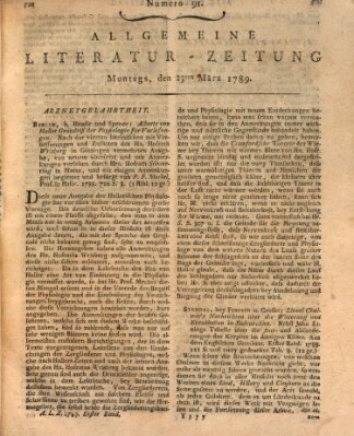 Allgemeine Literatur-Zeitung (Literarisches Zentralblatt für Deutschland) Montag 23. März 1789