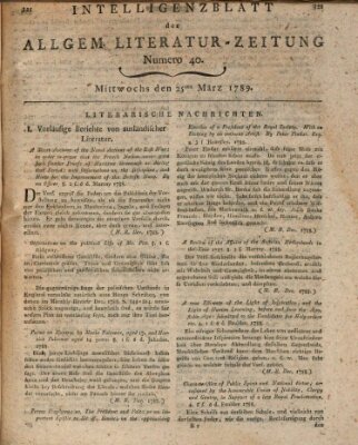 Allgemeine Literatur-Zeitung (Literarisches Zentralblatt für Deutschland) Mittwoch 25. März 1789