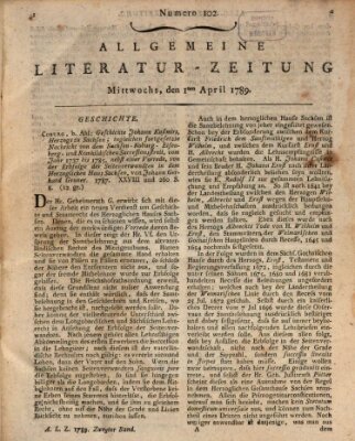 Allgemeine Literatur-Zeitung (Literarisches Zentralblatt für Deutschland) Mittwoch 1. April 1789