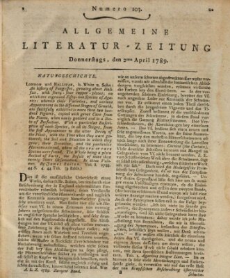 Allgemeine Literatur-Zeitung (Literarisches Zentralblatt für Deutschland) Donnerstag 2. April 1789