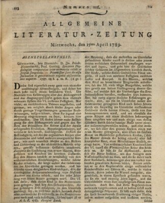 Allgemeine Literatur-Zeitung (Literarisches Zentralblatt für Deutschland) Mittwoch 15. April 1789