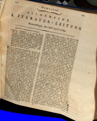 Allgemeine Literatur-Zeitung (Literarisches Zentralblatt für Deutschland) Donnerstag 16. April 1789