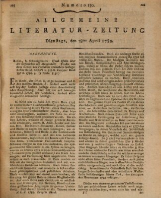 Allgemeine Literatur-Zeitung (Literarisches Zentralblatt für Deutschland) Dienstag 28. April 1789