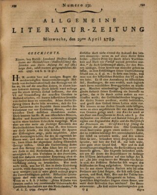 Allgemeine Literatur-Zeitung (Literarisches Zentralblatt für Deutschland) Mittwoch 29. April 1789