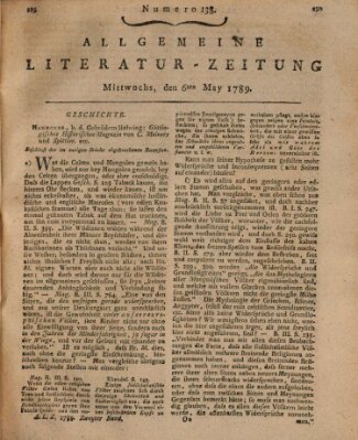 Allgemeine Literatur-Zeitung (Literarisches Zentralblatt für Deutschland) Mittwoch 6. Mai 1789