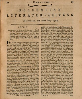 Allgemeine Literatur-Zeitung (Literarisches Zentralblatt für Deutschland) Mittwoch 27. Mai 1789