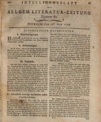 Allgemeine Literatur-Zeitung (Literarisches Zentralblatt für Deutschland) Mittwoch 13. Mai 1789