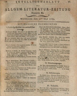 Allgemeine Literatur-Zeitung (Literarisches Zentralblatt für Deutschland) Mittwoch 27. Mai 1789