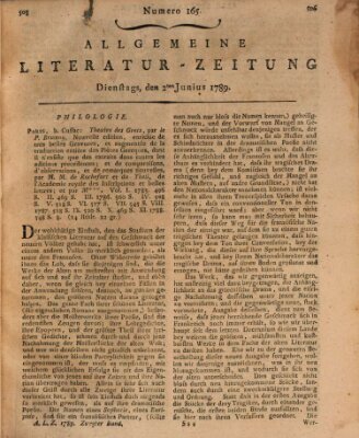 Allgemeine Literatur-Zeitung (Literarisches Zentralblatt für Deutschland) Dienstag 2. Juni 1789