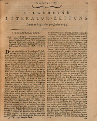 Allgemeine Literatur-Zeitung (Literarisches Zentralblatt für Deutschland) Donnerstag 4. Juni 1789