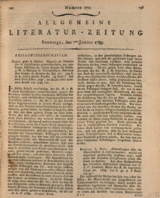 Allgemeine Literatur-Zeitung (Literarisches Zentralblatt für Deutschland) Sonntag 7. Juni 1789