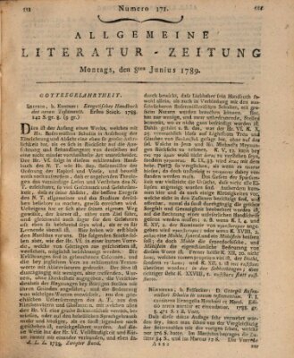 Allgemeine Literatur-Zeitung (Literarisches Zentralblatt für Deutschland) Montag 8. Juni 1789