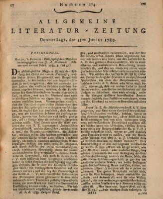 Allgemeine Literatur-Zeitung (Literarisches Zentralblatt für Deutschland) Donnerstag 11. Juni 1789