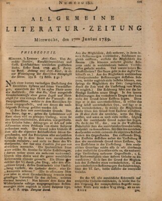 Allgemeine Literatur-Zeitung (Literarisches Zentralblatt für Deutschland) Mittwoch 17. Juni 1789