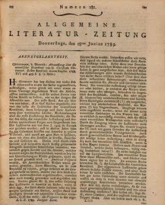 Allgemeine Literatur-Zeitung (Literarisches Zentralblatt für Deutschland) Donnerstag 18. Juni 1789