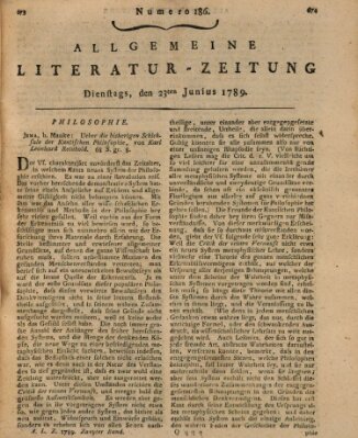 Allgemeine Literatur-Zeitung (Literarisches Zentralblatt für Deutschland) Dienstag 23. Juni 1789