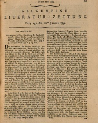 Allgemeine Literatur-Zeitung (Literarisches Zentralblatt für Deutschland) Freitag 26. Juni 1789