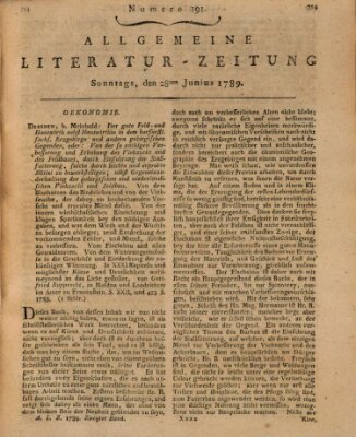 Allgemeine Literatur-Zeitung (Literarisches Zentralblatt für Deutschland) Sonntag 28. Juni 1789