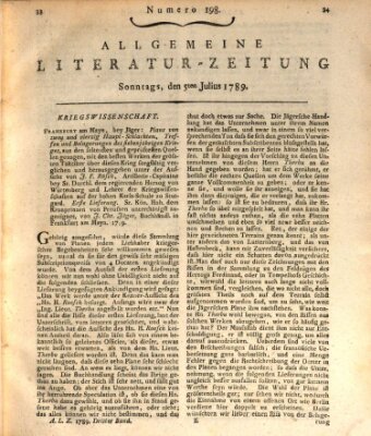 Allgemeine Literatur-Zeitung (Literarisches Zentralblatt für Deutschland) Sonntag 5. Juli 1789