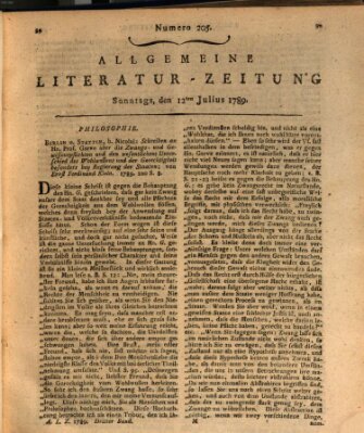 Allgemeine Literatur-Zeitung (Literarisches Zentralblatt für Deutschland) Sonntag 12. Juli 1789