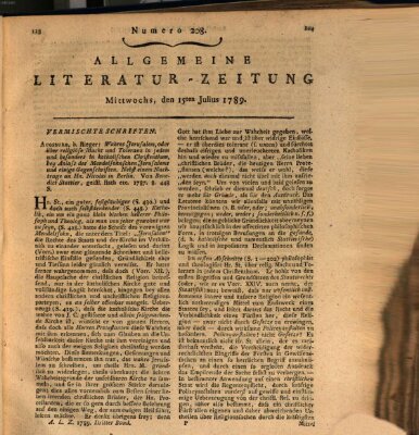 Allgemeine Literatur-Zeitung (Literarisches Zentralblatt für Deutschland) Mittwoch 15. Juli 1789