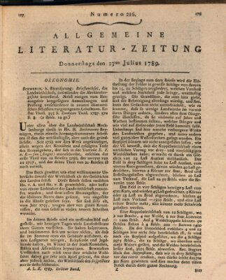 Allgemeine Literatur-Zeitung (Literarisches Zentralblatt für Deutschland) Donnerstag 23. Juli 1789