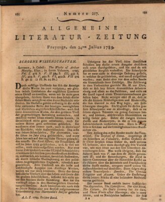 Allgemeine Literatur-Zeitung (Literarisches Zentralblatt für Deutschland) Freitag 24. Juli 1789