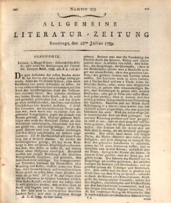 Allgemeine Literatur-Zeitung (Literarisches Zentralblatt für Deutschland) Sonntag 26. Juli 1789