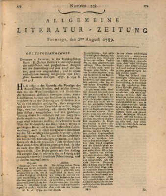 Allgemeine Literatur-Zeitung (Literarisches Zentralblatt für Deutschland) Sonntag 2. August 1789