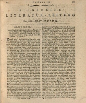 Allgemeine Literatur-Zeitung (Literarisches Zentralblatt für Deutschland) Sonntag 9. August 1789