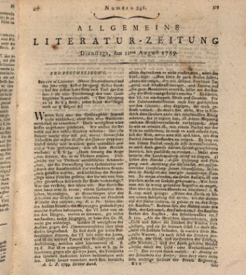 Allgemeine Literatur-Zeitung (Literarisches Zentralblatt für Deutschland) Dienstag 11. August 1789