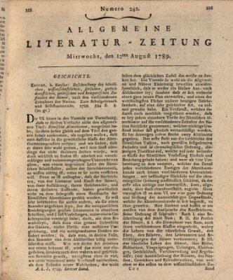 Allgemeine Literatur-Zeitung (Literarisches Zentralblatt für Deutschland) Mittwoch 12. August 1789