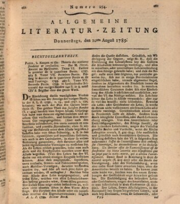 Allgemeine Literatur-Zeitung (Literarisches Zentralblatt für Deutschland) Donnerstag 20. August 1789