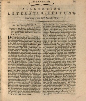 Allgemeine Literatur-Zeitung (Literarisches Zentralblatt für Deutschland) Sonntag 30. August 1789