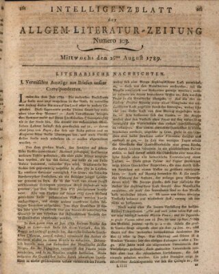 Allgemeine Literatur-Zeitung (Literarisches Zentralblatt für Deutschland) Mittwoch 26. August 1789