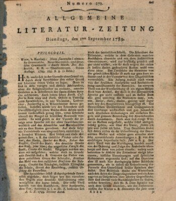 Allgemeine Literatur-Zeitung (Literarisches Zentralblatt für Deutschland) Dienstag 1. September 1789