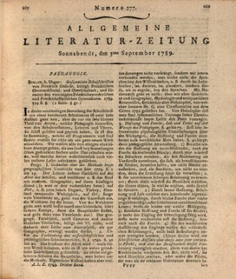 Allgemeine Literatur-Zeitung (Literarisches Zentralblatt für Deutschland) Samstag 5. September 1789